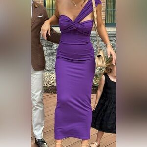 YAURA ONE SHOULDER PURPLE DRESS